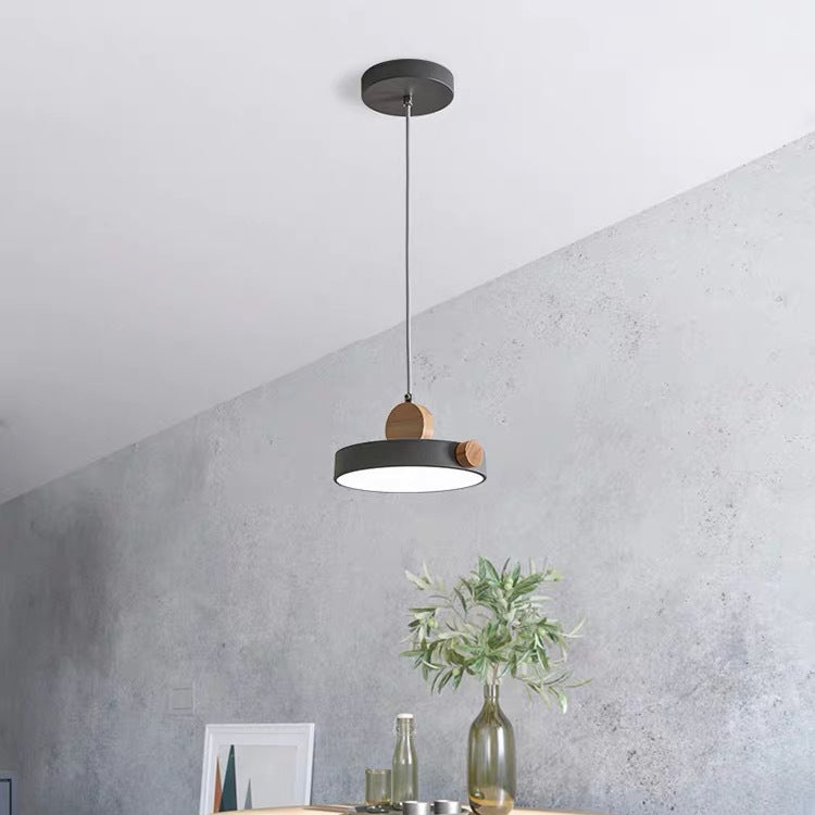 Modern Minimalist Iron Acrylic Round Plate LED Pendant Light For Living Room
