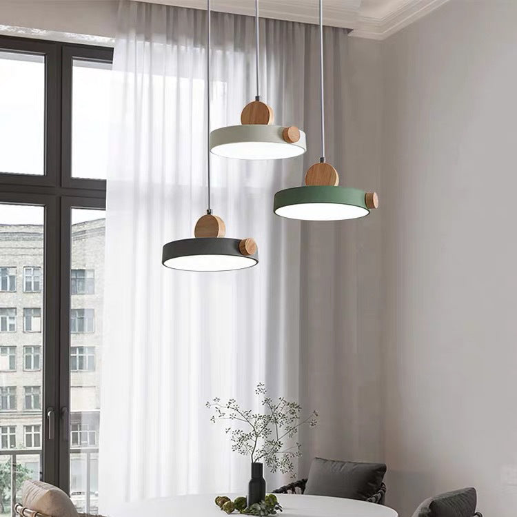 Modern Minimalist Iron Acrylic Round Plate LED Pendant Light For Living Room