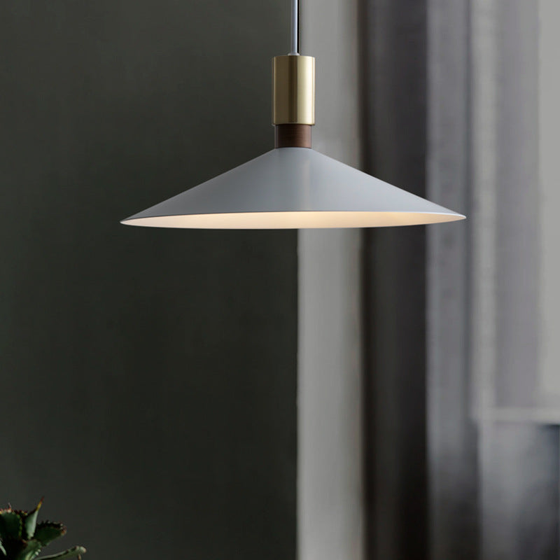 Contemporary Nordic Iron Conical Round 1-Light Pendant Light For Living Room