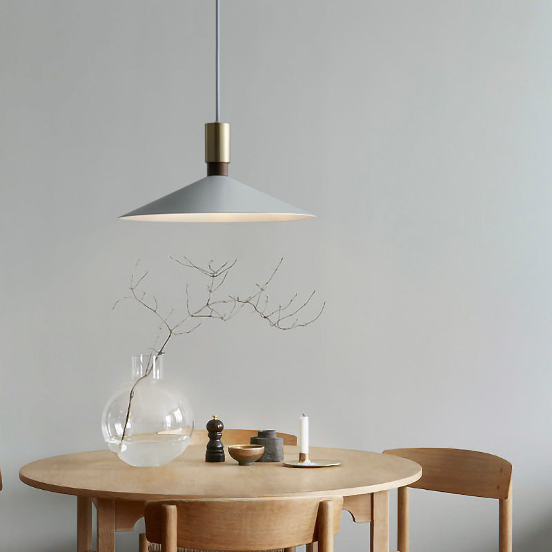 Contemporary Nordic Iron Conical Round 1-Light Pendant Light For Living Room