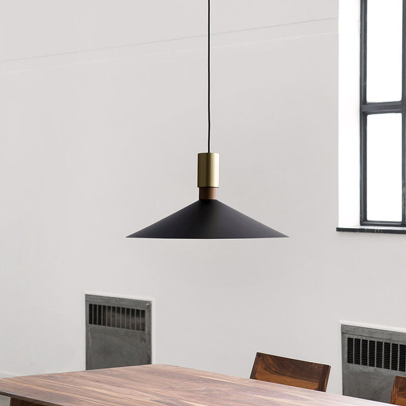 Suspension contemporaine nordique conique ronde à 1 lumière pour salon 