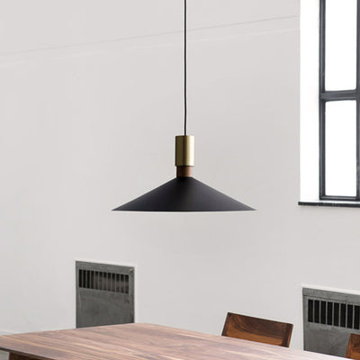 Contemporary Nordic Iron Conical Round 1-Light Pendant Light For Living Room