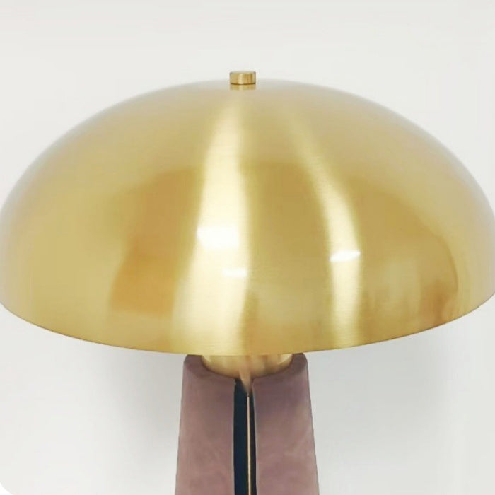 Modern Mid-Century Iron Leather Round Mushroom 2-Light Table Lamp For Bedroom