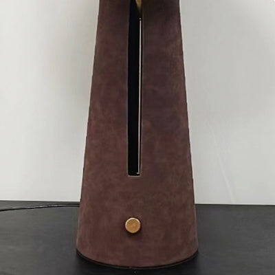 Modern Mid-Century Iron Leather Round Mushroom 2-Light Table Lamp For Bedroom