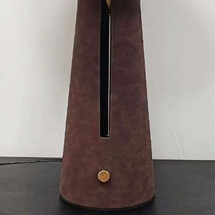 Modern Mid-Century Iron Leather Round Mushroom 2-Light Table Lamp For Bedroom