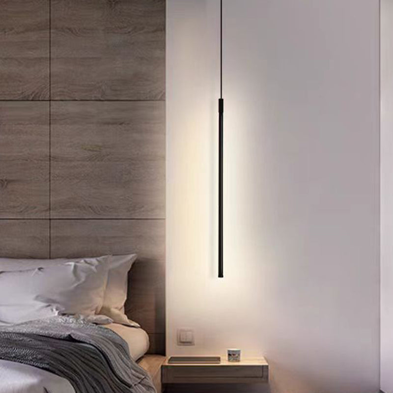 Modern Minimalist Aluminum Silicone Cylinder LED Pendant Light For Bedroom