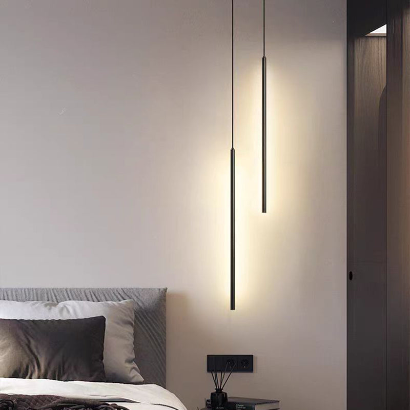 Modern Minimalist Aluminum Silicone Cylinder LED Pendant Light For Bedroom