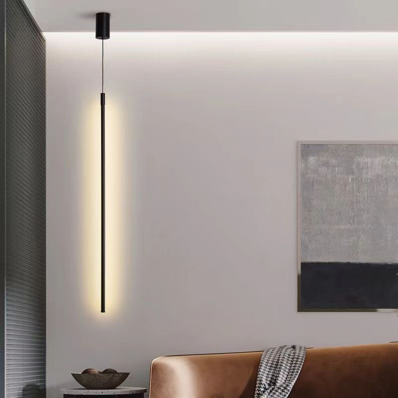 Modern Minimalist Aluminum Silicone Cylinder LED Pendant Light For Bedroom