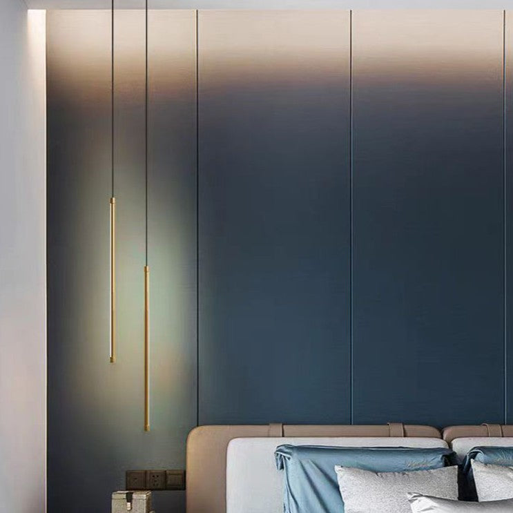 Modern Minimalist Aluminum Silicone Cylinder LED Pendant Light For Bedroom
