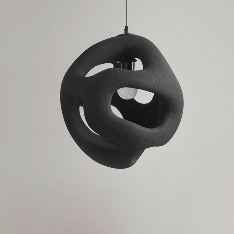 Traditional Japanese High-Density Polystyrene Irregular Spherical 1-Light Pendant Light For Living Room
