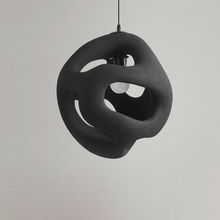 Traditional Japanese High-Density Polystyrene Irregular Spherical 1-Light Pendant Light For Living Room
