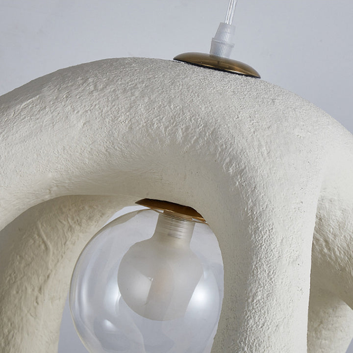 Traditional Japanese High-Density Polystyrene Irregular Spherical 1-Light Pendant Light For Living Room