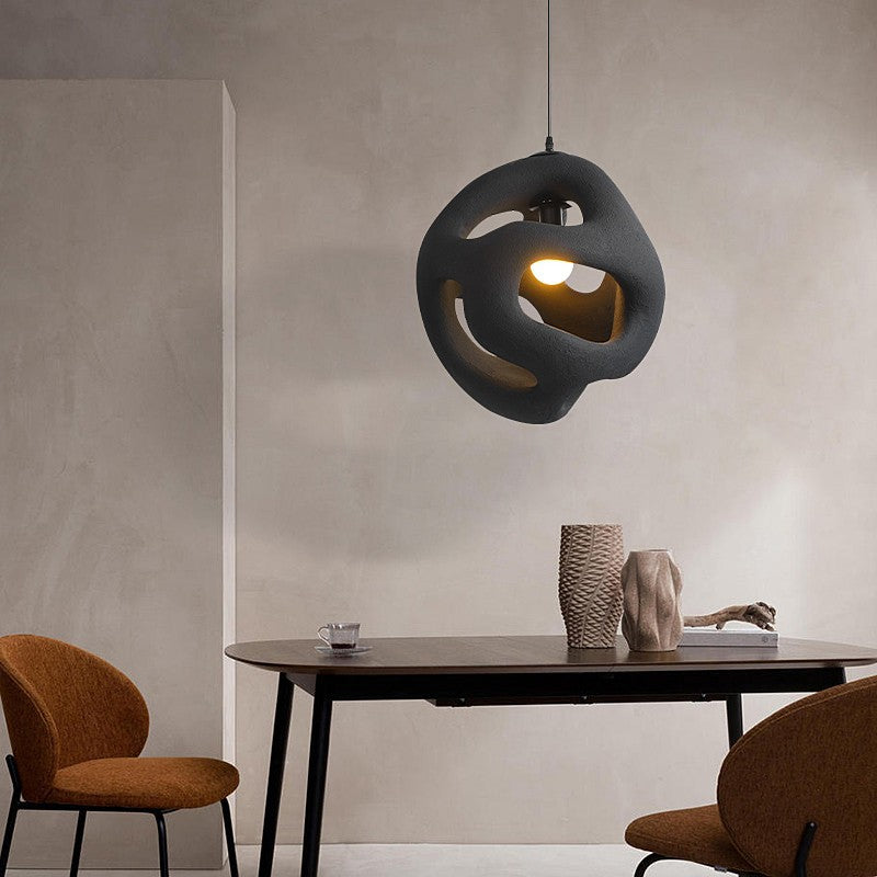 Traditional Japanese High-Density Polystyrene Irregular Spherical 1-Light Pendant Light For Living Room