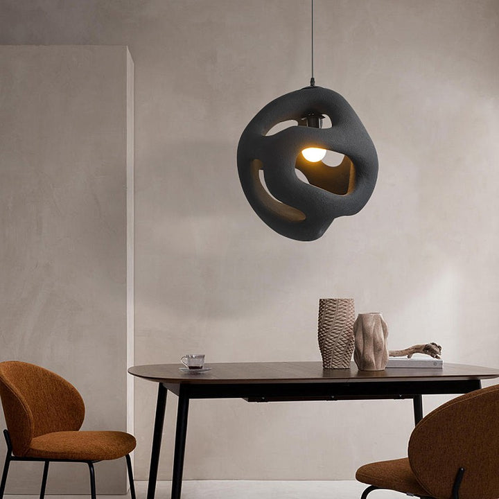 Traditional Japanese High-Density Polystyrene Irregular Spherical 1-Light Pendant Light For Living Room