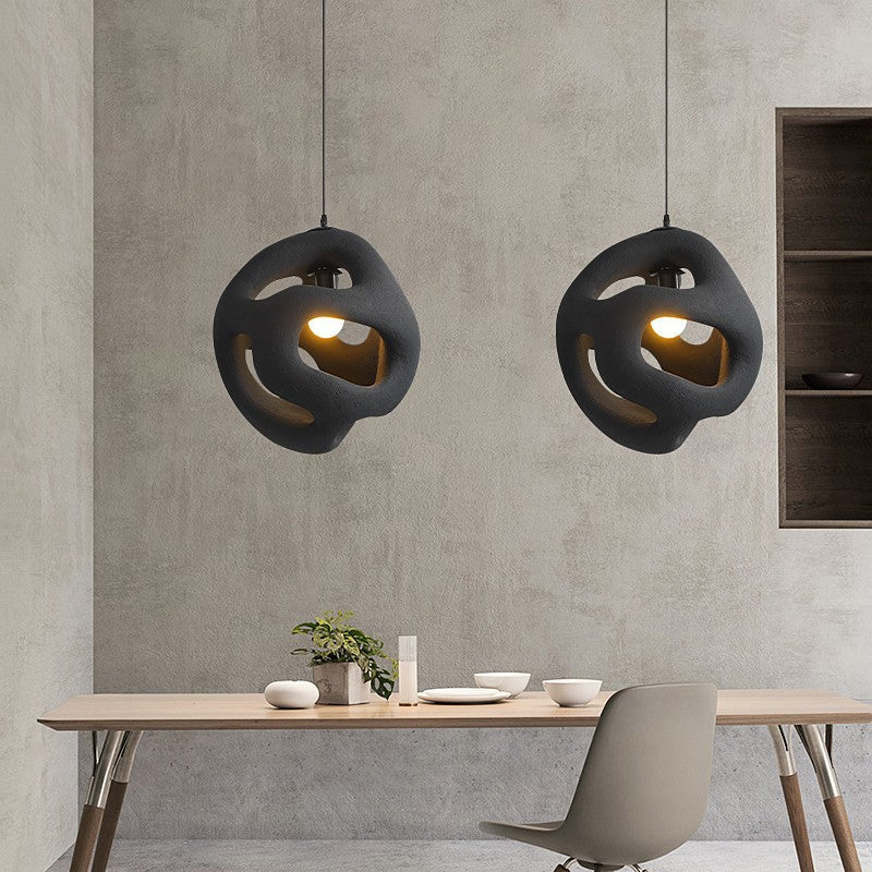 Traditional Japanese High-Density Polystyrene Irregular Spherical 1-Light Pendant Light For Living Room