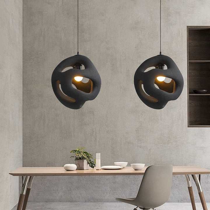 Traditional Japanese High-Density Polystyrene Irregular Spherical 1-Light Pendant Light For Living Room