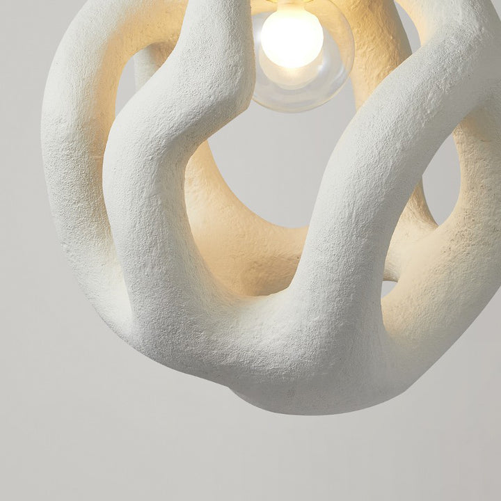 Traditional Japanese High-Density Polystyrene Irregular Spherical 1-Light Pendant Light For Living Room
