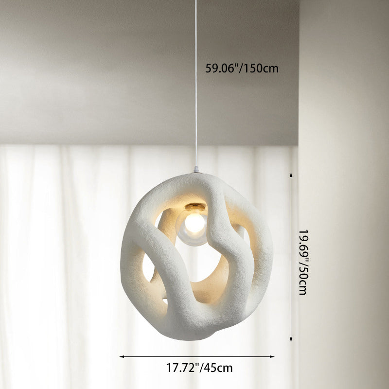 Traditional Japanese High-Density Polystyrene Irregular Spherical 1-Light Pendant Light For Living Room