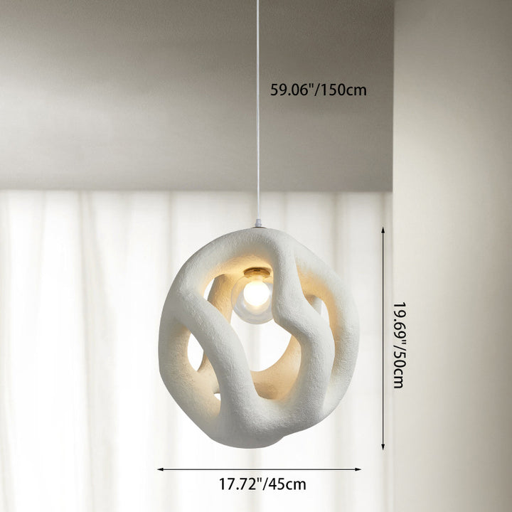 Traditional Japanese High-Density Polystyrene Irregular Spherical 1-Light Pendant Light For Living Room