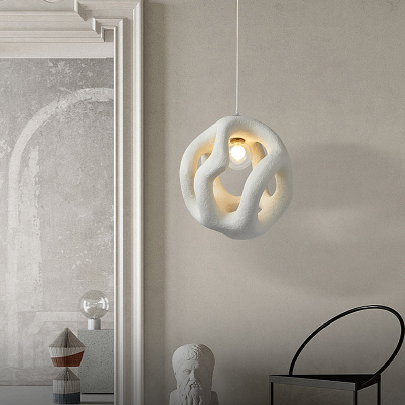 Traditional Japanese High-Density Polystyrene Irregular Spherical 1-Light Pendant Light For Living Room