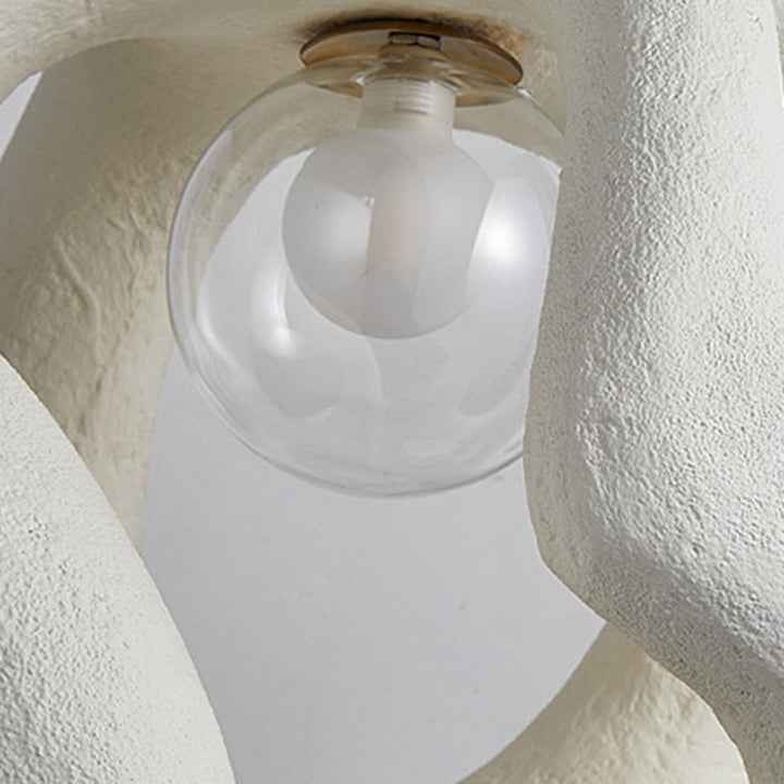Traditional Japanese High-Density Polystyrene Irregular Spherical 1-Light Pendant Light For Living Room