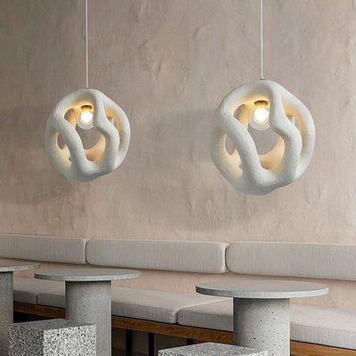 Lámpara colgante esférica irregular de 1 luz de poliestireno de alta densidad tradicional japonesa para sala de estar 