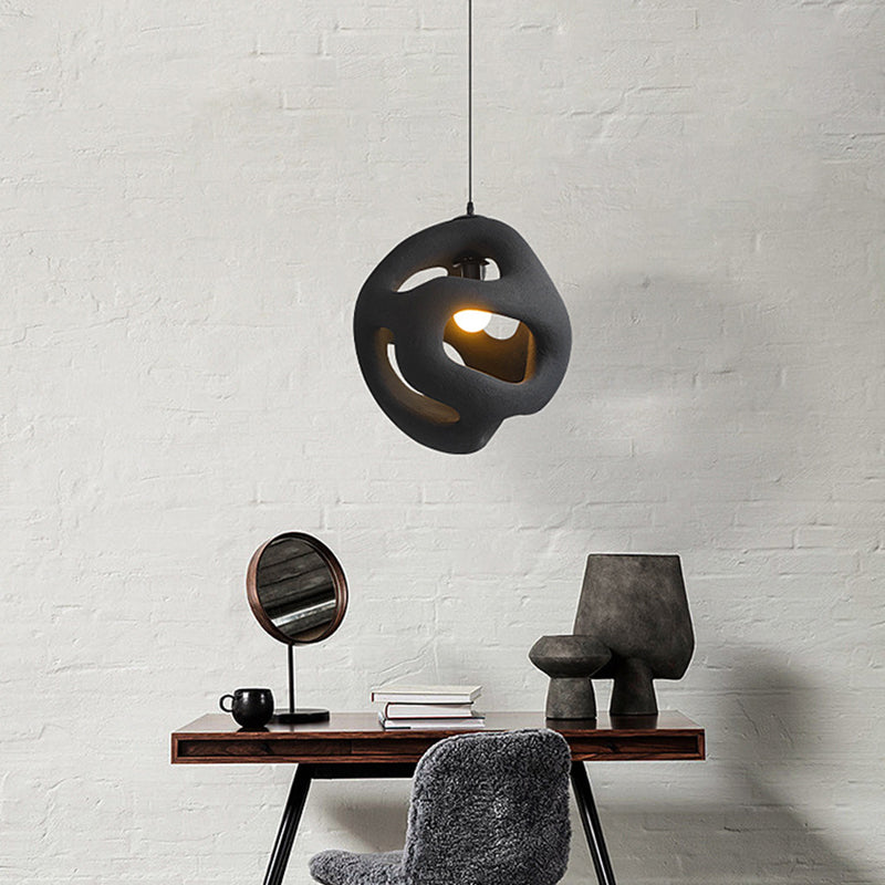 Traditional Japanese High-Density Polystyrene Irregular Spherical 1-Light Pendant Light For Living Room