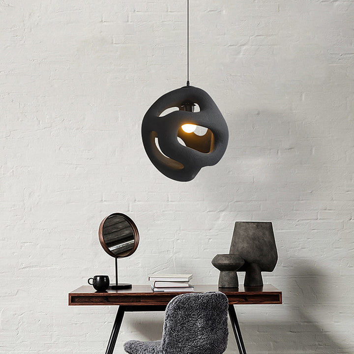 Traditional Japanese High-Density Polystyrene Irregular Spherical 1-Light Pendant Light For Living Room