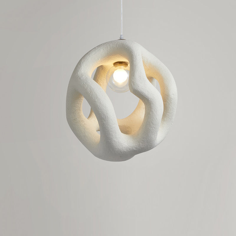 Traditional Japanese High-Density Polystyrene Irregular Spherical 1-Light Pendant Light For Living Room