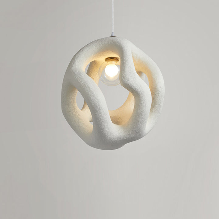 Traditional Japanese High-Density Polystyrene Irregular Spherical 1-Light Pendant Light For Living Room