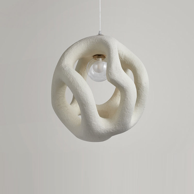 Traditional Japanese High-Density Polystyrene Irregular Spherical 1-Light Pendant Light For Living Room