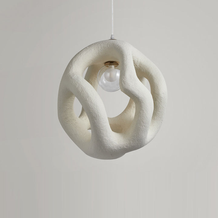 Traditional Japanese High-Density Polystyrene Irregular Spherical 1-Light Pendant Light For Living Room