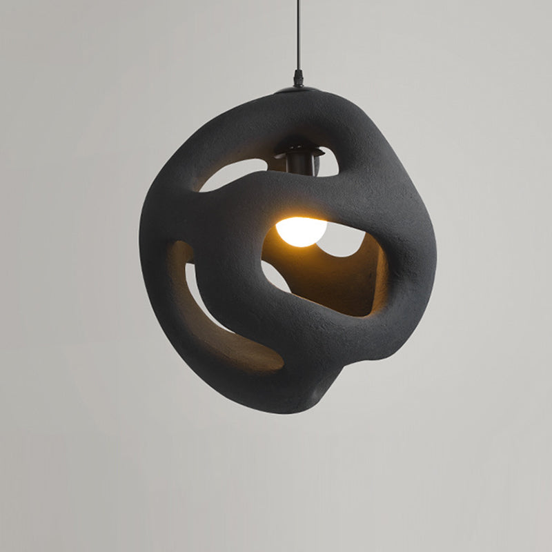 Traditional Japanese High-Density Polystyrene Irregular Spherical 1-Light Pendant Light For Living Room