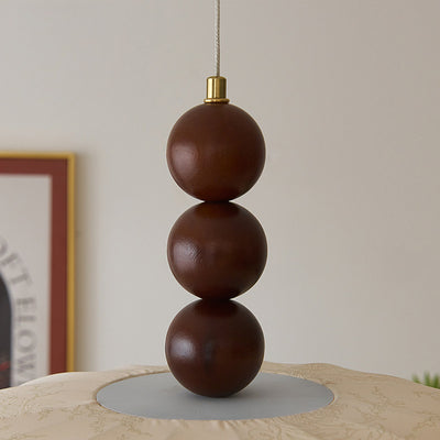 Moderne Mid-Century Metall Holz Stoff Runde 3/4-Licht Pendelleuchte für Wohnzimmer 