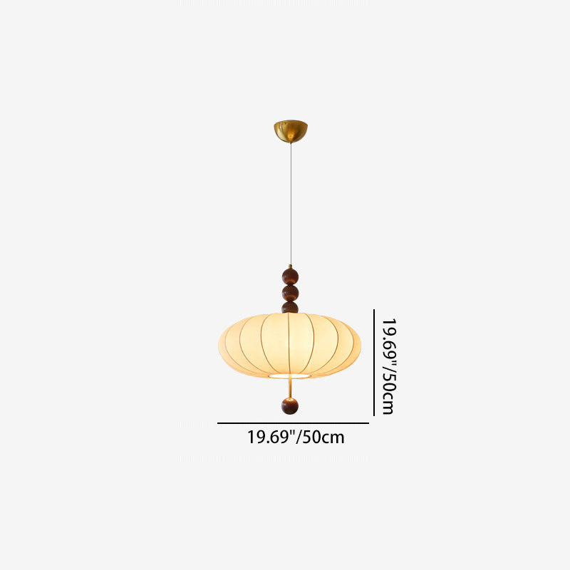 Moderne Mid-Century Metall Holz Stoff Runde 3/4-Licht Pendelleuchte für Wohnzimmer 