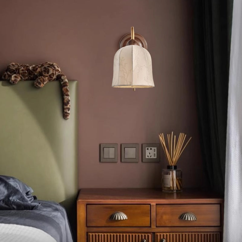 Applique murale 1 lumière avec motif floral en métal traditionnel français pour chambre 