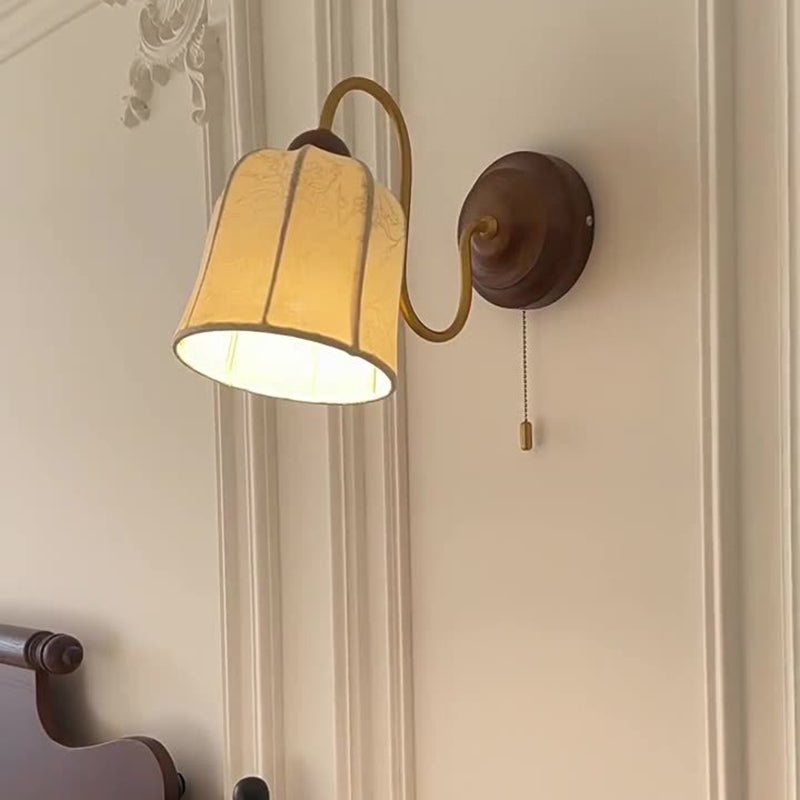 Applique murale 1 lumière avec motif floral en métal traditionnel français pour chambre 