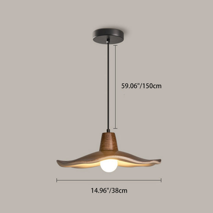 Traditional Chinese Iron &amp; Resin Irregular Round 1-Light Pendant Light For Living Room