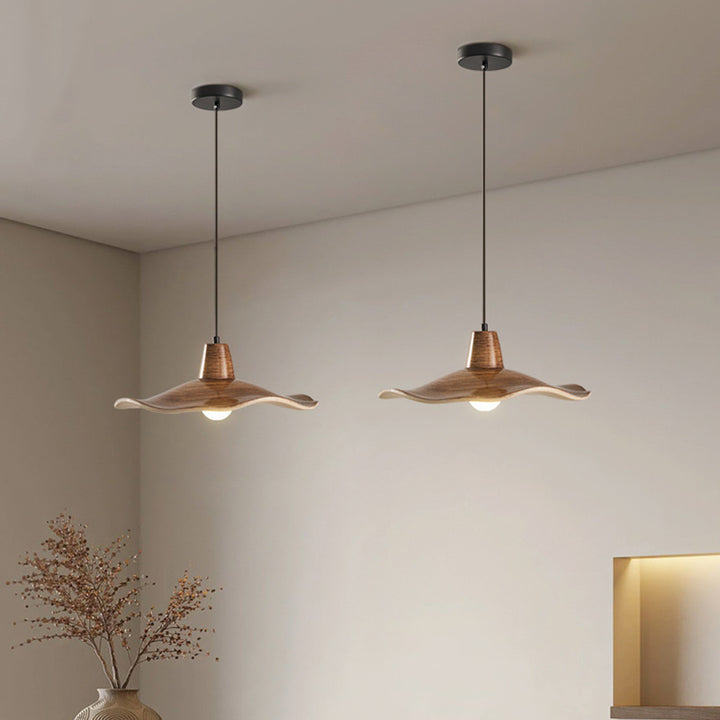 Traditional Chinese Iron &amp; Resin Irregular Round 1-Light Pendant Light For Living Room