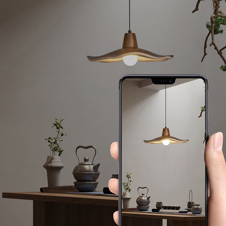 Traditional Chinese Iron &amp; Resin Irregular Round 1-Light Pendant Light For Living Room
