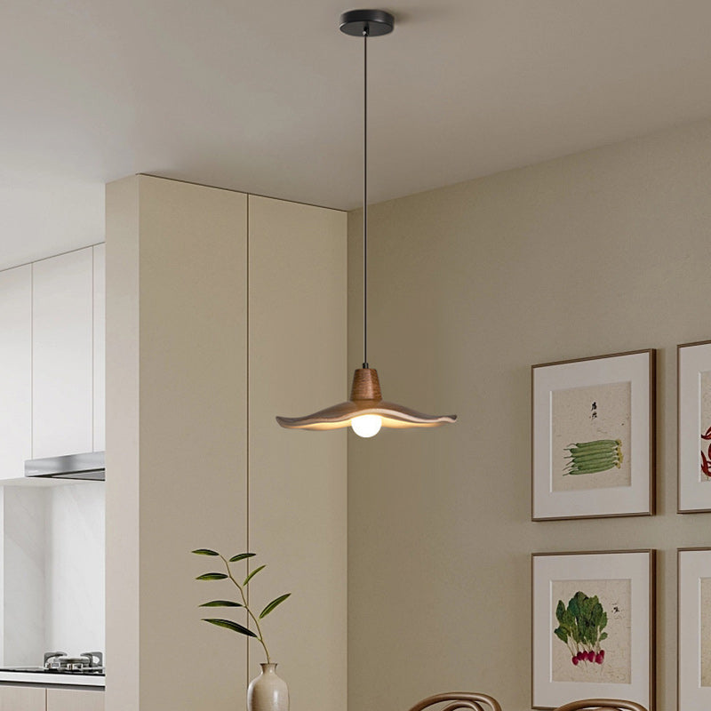 Traditional Chinese Iron &amp; Resin Irregular Round 1-Light Pendant Light For Living Room