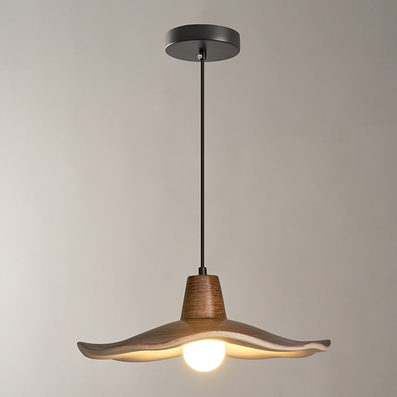 Traditional Chinese Iron &amp; Resin Irregular Round 1-Light Pendant Light For Living Room
