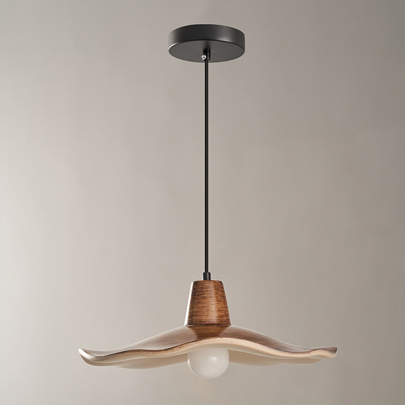 Traditional Chinese Iron &amp; Resin Irregular Round 1-Light Pendant Light For Living Room