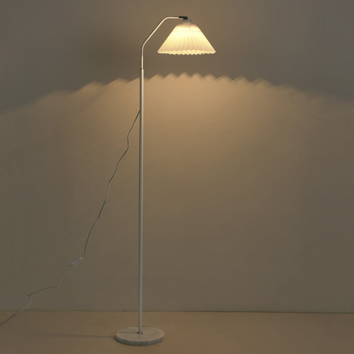 Lampe de sol moderne minimaliste en fer et tissu plissé cylindre à 1 lumière pour salon 