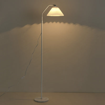 Moderner minimalistischer Eisen- & Stoff-Plissee-Zylinder 1-Licht-Stehlampe für das Wohnzimmer 