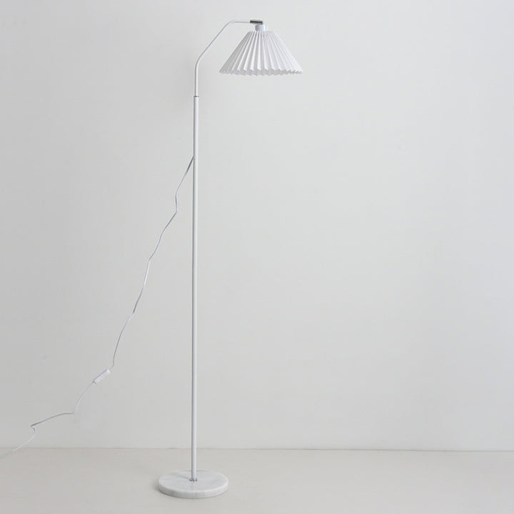 Lampe de sol moderne minimaliste en fer et tissu plissé cylindre à 1 lumière pour salon 