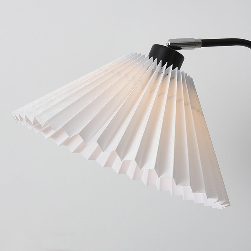 Lampe de sol moderne minimaliste en fer et tissu plissé cylindre à 1 lumière pour salon 
