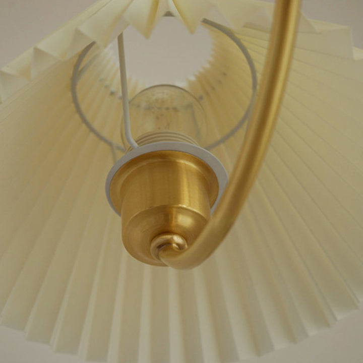 Moderna lámpara de araña de 3/5 luces con pantalla redonda plisada de PVC de latón y madera de mediados de siglo para sala de estar 