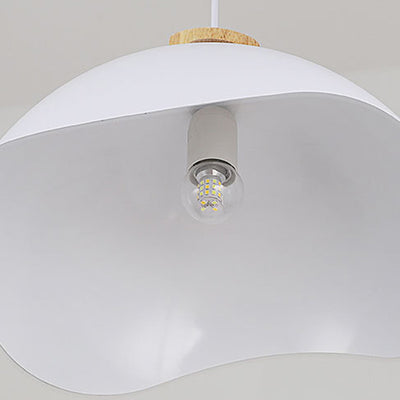 Suspension luminaire moderne minimaliste en aluminium et bois ondulé demi-rond 1 lumière pour salon 