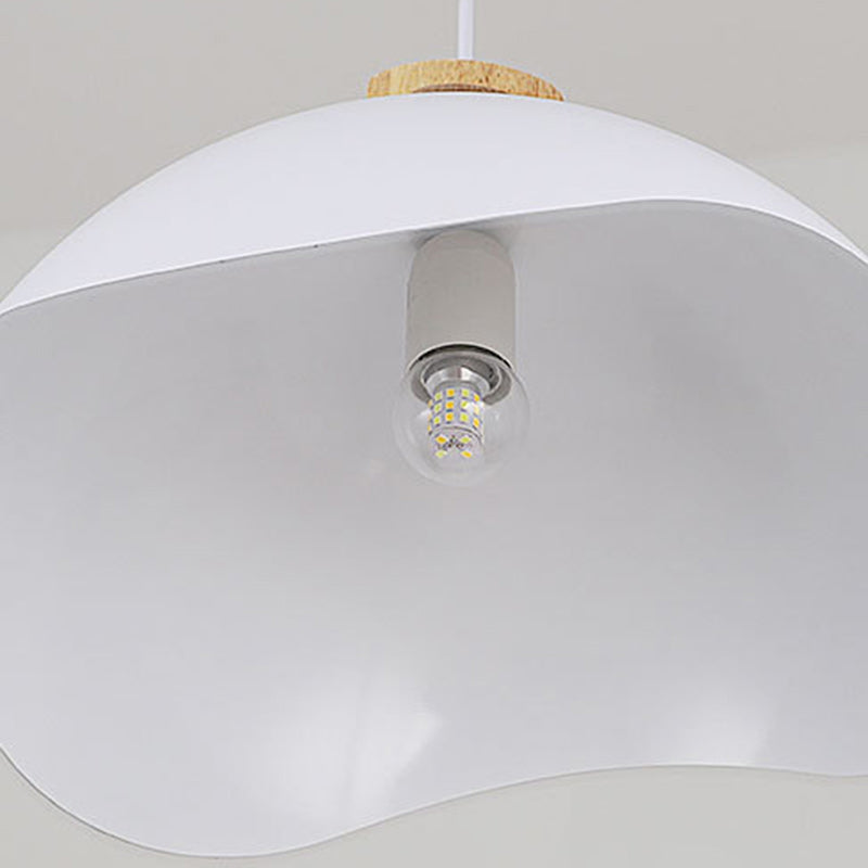 Suspension luminaire moderne minimaliste en aluminium et bois ondulé demi-rond 1 lumière pour salon 